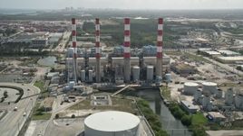 5K aerial stock footage of approaching Port Everglades Plant, Fort Lauderdale, Florida Aerial Stock Footage | AX0031_106