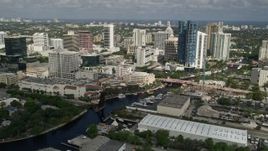 5K aerial stock footage of flying over the New River and Downtown Fort Lauderdale, Florida Aerial Stock Footage | AX0031_118E
