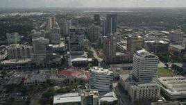 5K aerial stock footage of flying by First Baptist Church, Downtown skyscrapers, Fort Lauderdale, Florida Aerial Stock Footage | AX0031_129