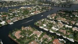 5K aerial stock footage of flying over upscale homes on canals, Fort Lauderdale, Florida Aerial Stock Footage | AX0031_134