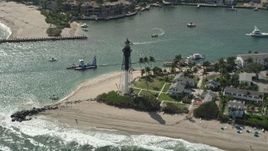 5K aerial stock footage of orbiting the Hillsboro Inlet Light, Hillsboro Beach, Florida Aerial Stock Footage | AX0031_156