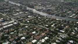 5K aerial stock footage fly over neighborhoods, reveal Intracoastal Waterway, Pompano Beach, Florida Aerial Stock Footage | AX0031_176