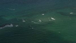 5K aerial stock footage of flying over kite surfers near the shore, Pompano Beach, Florida Aerial Stock Footage | AX0031_177