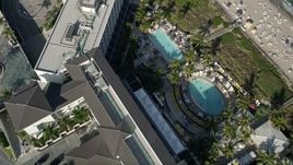5K aerial stock footage of orbiting the pool, Boca Raton Resort and Club, Boca Raton, Florida Aerial Stock Footage | AX0032_021