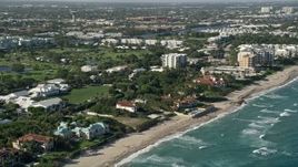 5K aerial stock footage of flying by mansions on the coast, Gulf Stream, Florida Aerial Stock Footage | AX0032_048