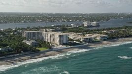 5K aerial stock footage of a coastal condominium complex, Palm Beach, Florida Aerial Stock Footage | AX0032_067