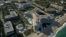 5K aerial stock footage of approaching a coastal condominium complex, Palm Beach, Florida Aerial Stock Footage | AX0032_082