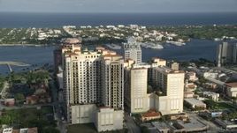 5K aerial stock footage of flying by apartment buildings, West Palm Beach, Florida Aerial Stock Footage | AX0032_088