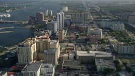 5K aerial stock footage of flying by office and apartment buildings, West Palm Beach, Florida Aerial Stock Footage | AX0032_095