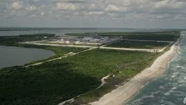 5K aerial stock footage of approaching St. Lucie Nuclear Power Plant, Florida Aerial Stock Footage | AX0033_019