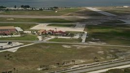 5K aerial stock footage flyby buildings at Patrick Air Force Base, Central Florida Aerial Stock Footage | AX0034_002