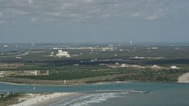 5K aerial stock footage of approaching Cape Canaveral, Florida Aerial Stock Footage | AX0034_013