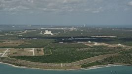 5K aerial stock footage of an approach to Cape Canaveral, Florida Aerial Stock Footage | AX0034_014