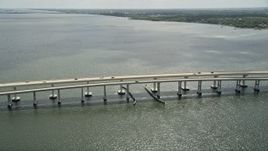 5K aerial stock footage of orbiting a causeway, Merritt Island, Florida Aerial Stock Footage | AX0034_025