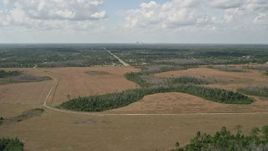 5K aerial stock footage video fly over marshland toward town, Wedgefield, Florida Aerial Stock Footage | AX0034_069