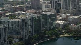 5K aerial stock footage of condominium complex and office buildings, Downtown Orlando, Florida Aerial Stock Footage | AX0034_105