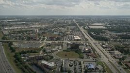 5K aerial stock footage flyby hotels near Universal Studios, Orlando, Florida Aerial Stock Footage | AX0035_012