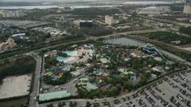 5K aerial stock footage of orbiting Aquatica Florida water park, Orlando, Florida Aerial Stock Footage | AX0035_033E