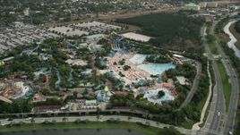 5K aerial stock footage of circling the Aquatica Florida water park, Orlando, Florida Aerial Stock Footage | AX0035_035