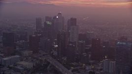7.6K aerial stock footage of Downtown Los Angeles, California as the sun rises Aerial Stock Footage | AX0156_064E