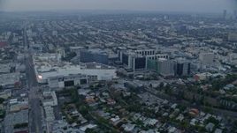 7.6K aerial stock footage orbiting Beverly center and Cedars-Sinai Hospital, sunrise, Beverly Hills, California Aerial Stock Footage | AX0156_127E