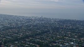 7.6K aerial stock footage flying over residential neighborhoods, sunrise, Santa Monica, West Side, California Aerial Stock Footage | AX0156_143