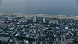 7.6K aerial stock footage of Ocean Park area of Santa Monica at sunrise, California Aerial Stock Footage | AX0156_151