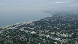 7.6K aerial stock footage flying over neighborhoods in Santa Monica and Pacific Palisades, California in the morning Aerial Stock Footage | AX0156_159