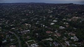 7.6K aerial stock footage of upscale homes and mansions, twilight, Beverly Hills, California Aerial Stock Footage | AX0158_022