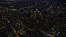 7.6K aerial stock footage of Downtown Los Angeles, California lit up at nighttime Aerial Stock Footage | AX0158_078E