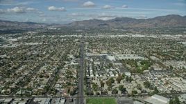 7.6K aerial stock footage flying over suburban neighborhoods, Pacoima, San Fernando Valley, California Aerial Stock Footage | AX0159_001
