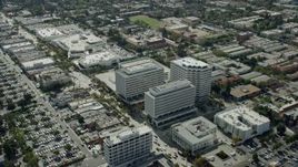 7.6K aerial stock footage orbiting office buildings in Pasadena, California Aerial Stock Footage | AX0159_108E