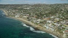 7.6K aerial stock footage of Cactus Point, Arch Cove, Surf and Sand Resort Hotel, Laguna Beach, California Aerial Stock Footage | AX0159_209