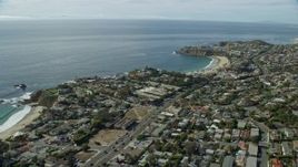 7.6K aerial stock footage orbiting houses on Abalone Point, Laguna Beach, California Aerial Stock Footage | AX0159_225E