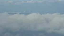 7.6K aerial stock footage of Downtown Los Angeles skyline seen from Catalina Island, California Aerial Stock Footage | AX0160_025E