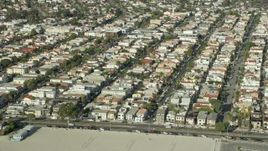 7.6K aerial stock footage of Belmont Shore neighborhoods near the beach in Long Beach, California Aerial Stock Footage | AX0160_059