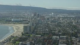7.6K aerial stock footage of office high-rises in Downtown Long Beach, California Aerial Stock Footage | AX0160_060
