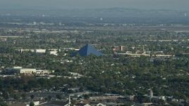 Walter Pyramid at California State University Long Beach, California Aerial Stock Footage | AX0161_001
