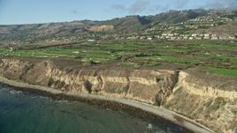 7.6K aerial stock footage of Trump National Golf Club on coastal cliffs in Rancho Palos Verdes, California Aerial Stock Footage | AX0161_021