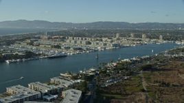 7.6K aerial stock footage of waterfront apartment buildings and marinas in Marina Del Rey, California Aerial Stock Footage | AX0161_051E