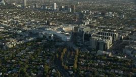 7.6K aerial stock footage of the Beverly Center mall and Cedars-Sinai Medical Center in Beverly Hills, California Aerial Stock Footage | AX0161_119