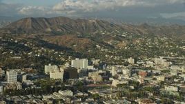 7.6K aerial stock footage of the Hollywood Sign, and office buildings in Hollywood, California Aerial Stock Footage | AX0161_120