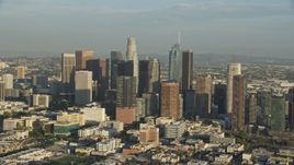 7.6K aerial stock footage of a group of skyscrapers in Downtown Los Angeles, California Aerial Stock Footage | AX0162_026E