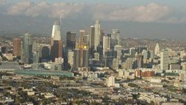 7.6K aerial stock footage of tall skyscrapers of the Downtown Los Angeles skyline, California Aerial Stock Footage | AX0162_029E