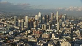 7.6K aerial stock footage of the west side of Downtown Los Angeles, California, seen from I-10 Aerial Stock Footage | AX0162_033E