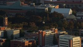 7.6K aerial stock footage tracking an LAPD helicopter flying over USC in University Park, Los Angeles, California Aerial Stock Footage | AX0162_062E