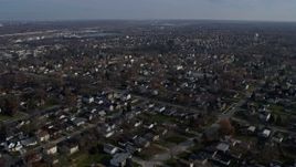 4K aerial stock footage of flying over suburban neighborhoods in Lemont, Illinois Aerial Stock Footage | AX0165_0003