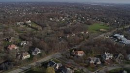4K aerial stock footage of flying over upscale homes in Burr Ridge, Illinois Aerial Stock Footage | AX0165_0006