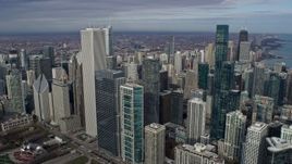 4K aerial stock footage approach Aon Center in Downtown Chicago, Illinois Aerial Stock Footage | AX0165_0039