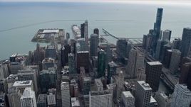 4K aerial stock footage flyby skyscrapers near Lake Michigan in Downtown Chicago, Illinois Aerial Stock Footage | AX0165_0066
